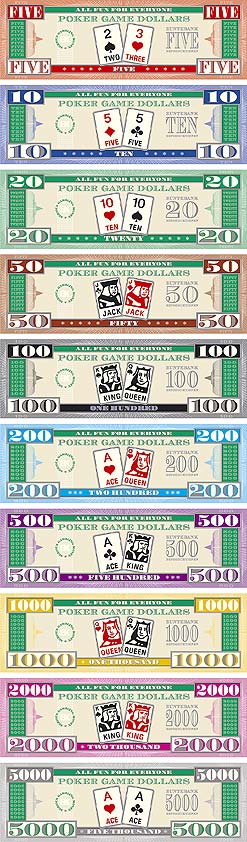 Poker Game Dollar bunt Vorderseiten