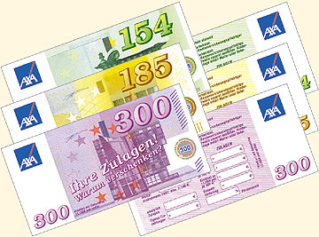 Euroschein-Reproduktionen AXA-Euros 2008