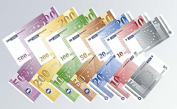 Theatergeldscheine in original Euro-Banknoten-Größe