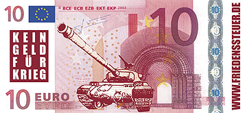 personalisierte Euroscheine 10er Kein-Geld-fuer-Krieg