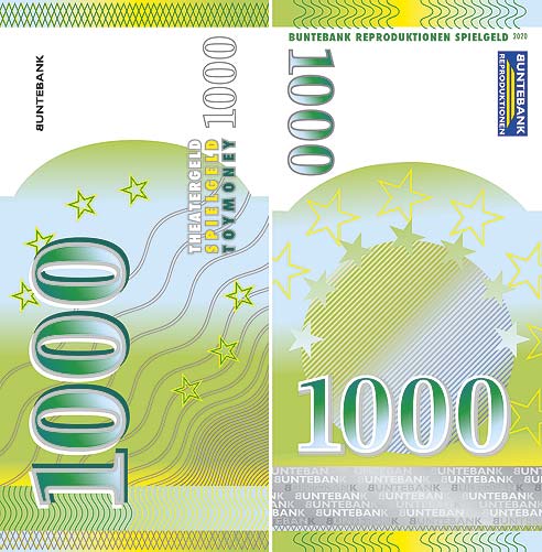 1000er Theater Geld Filmgeld Euroschein-Format