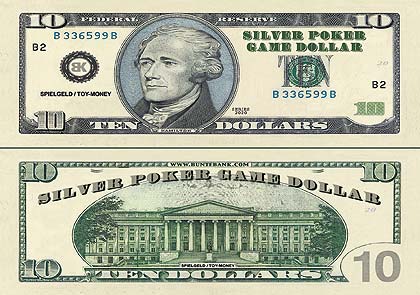 10er Spielgelddollars Silver Poker Game Dollars