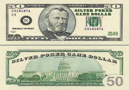 50er Spielgelddollars Silver Poker Game Dollars